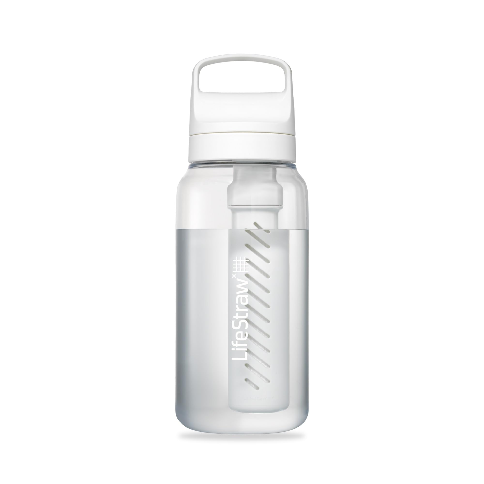 LifeStraw Go Series, BPA-Free Water Bottle for Travel and Everyday Use Removes Bacteria, Parasites, Microplastics, Improves Taste, 22oz 2-Pack; Icelandic Blue and Aegean Sea