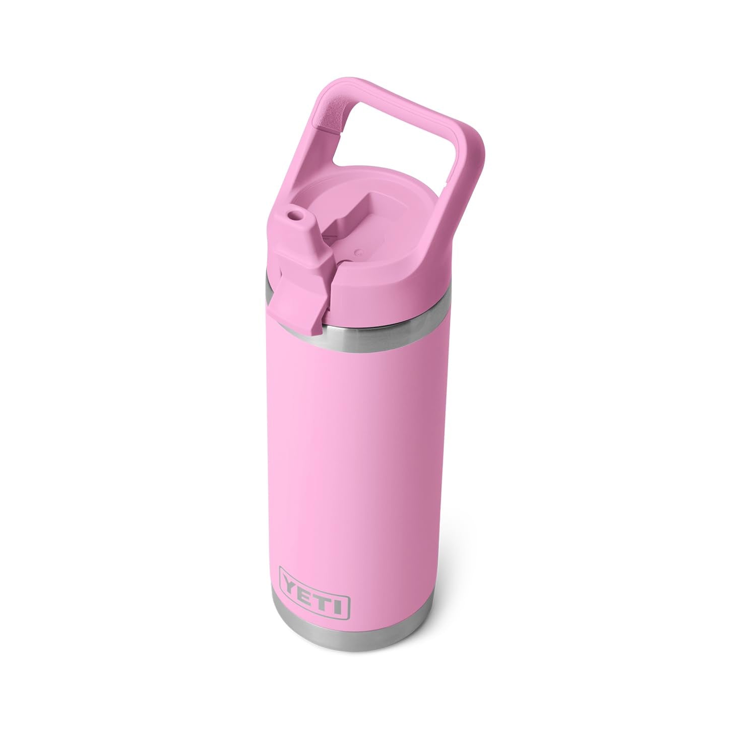 YETI Rambler 18 oz Bottle, Vacuum Insulated, Stainless Steel with Color Matching Straw Cap, Tropical Pink