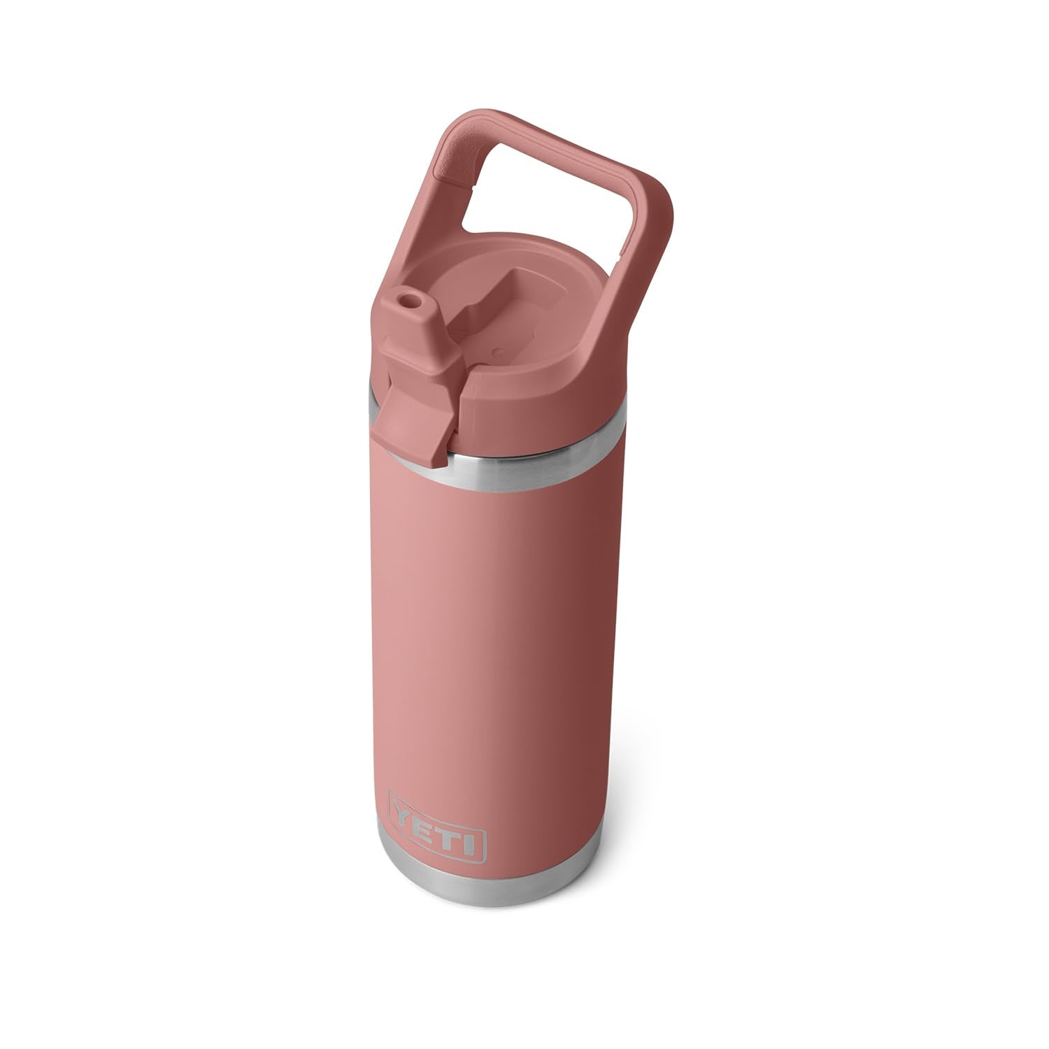 YETI Rambler 18 oz Bottle, Vacuum Insulated, Stainless Steel with Color Matching Straw Cap, Tropical Pink