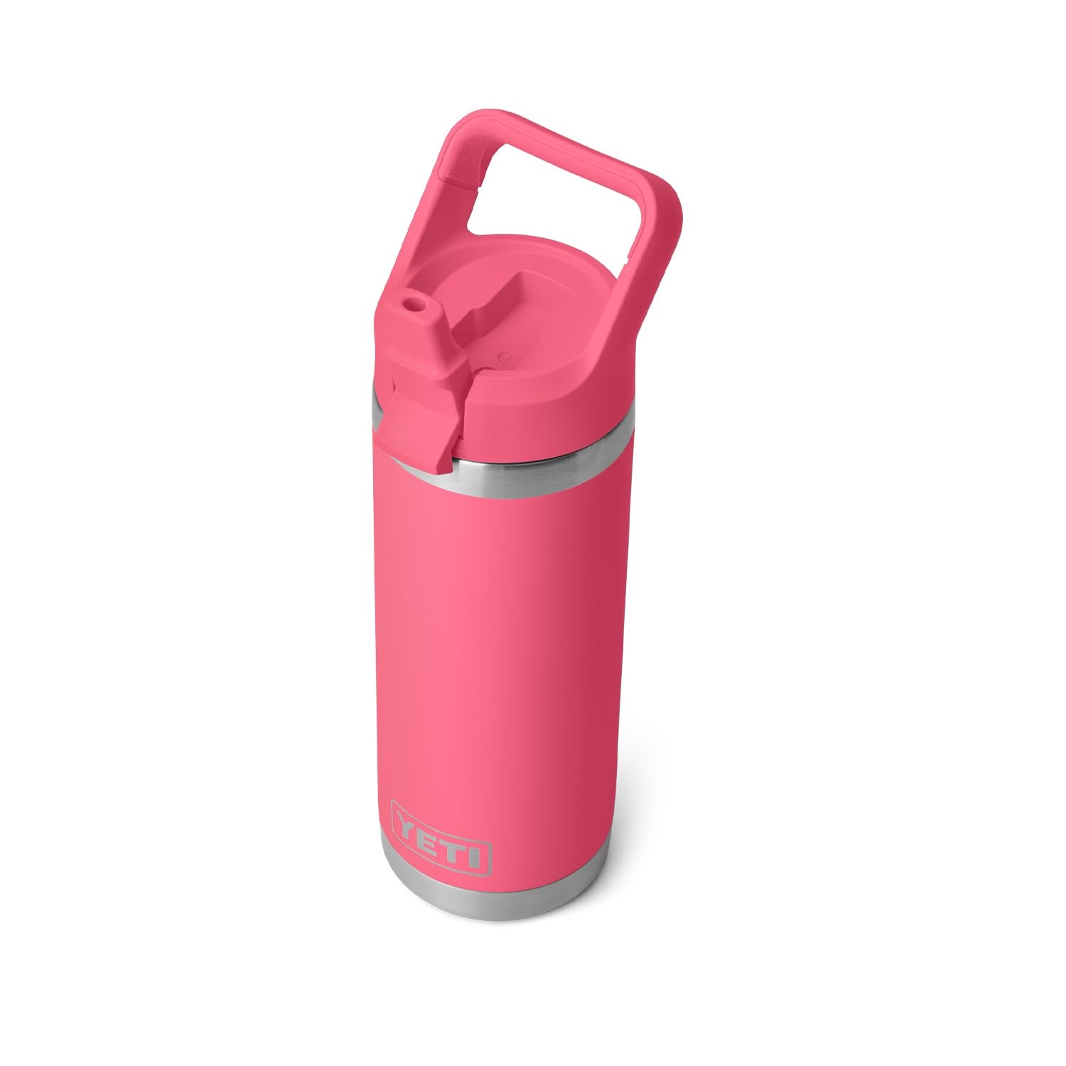 YETI Rambler 18 oz Bottle, Vacuum Insulated, Stainless Steel with Color Matching Straw Cap, Tropical Pink