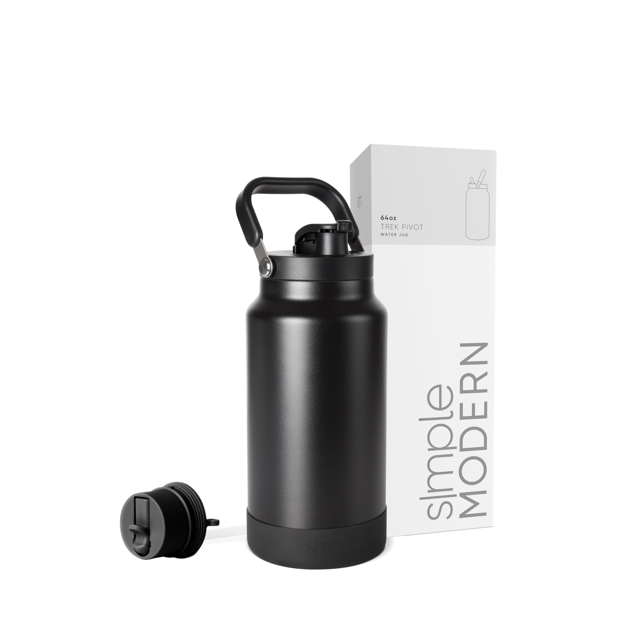 Simple Modern Trek Pivot | Half Gallon Water Bottle Jug with Handle & Boot | Interchangeable Straw & Chug Lids | Large Insulated Stainless Steel | Sports Camping Outdoors | 64oz, Almond Birch