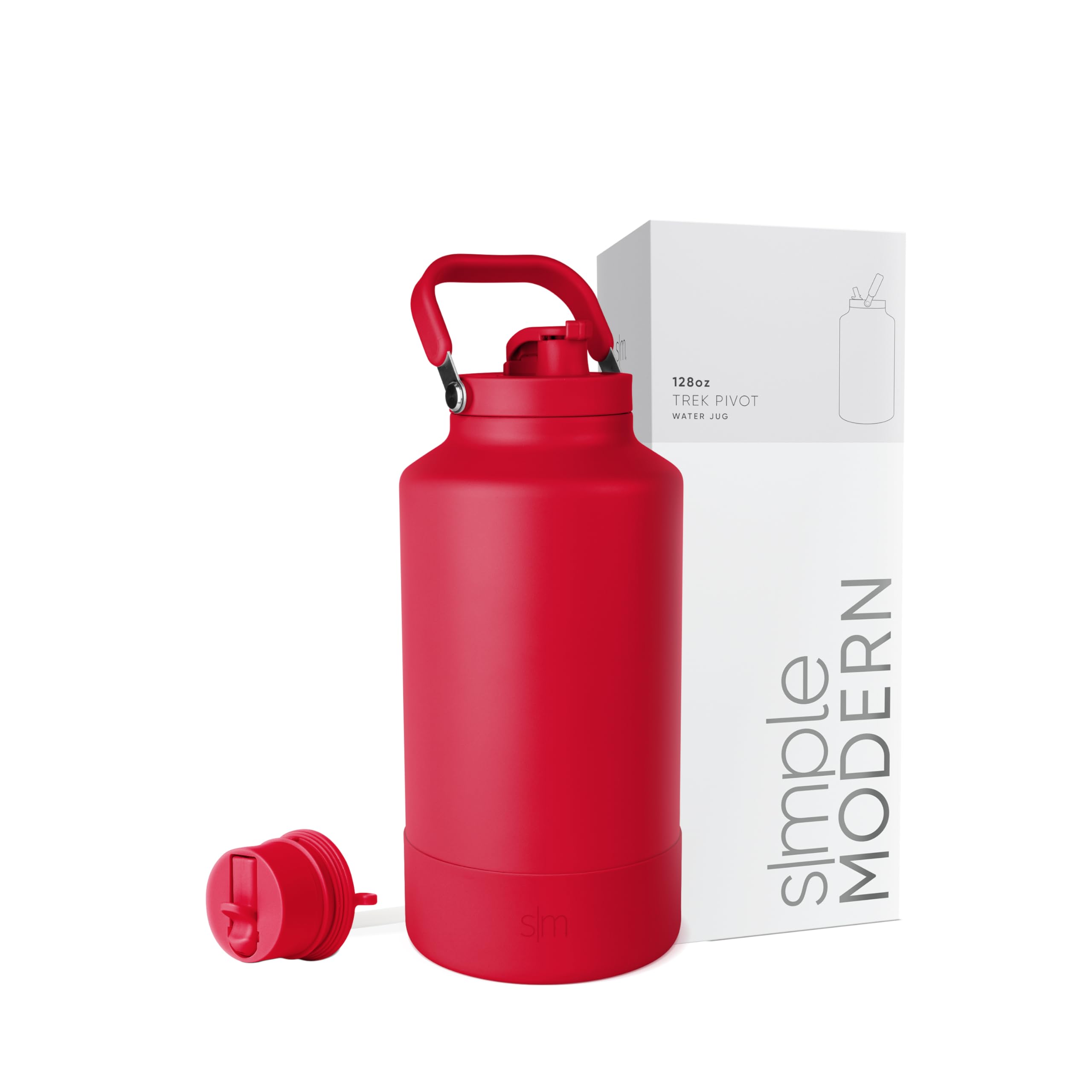 Simple Modern Trek Pivot | Half Gallon Water Bottle Jug with Handle & Boot | Interchangeable Straw & Chug Lids | Large Insulated Stainless Steel | Sports Camping Outdoors | 64oz, Almond Birch