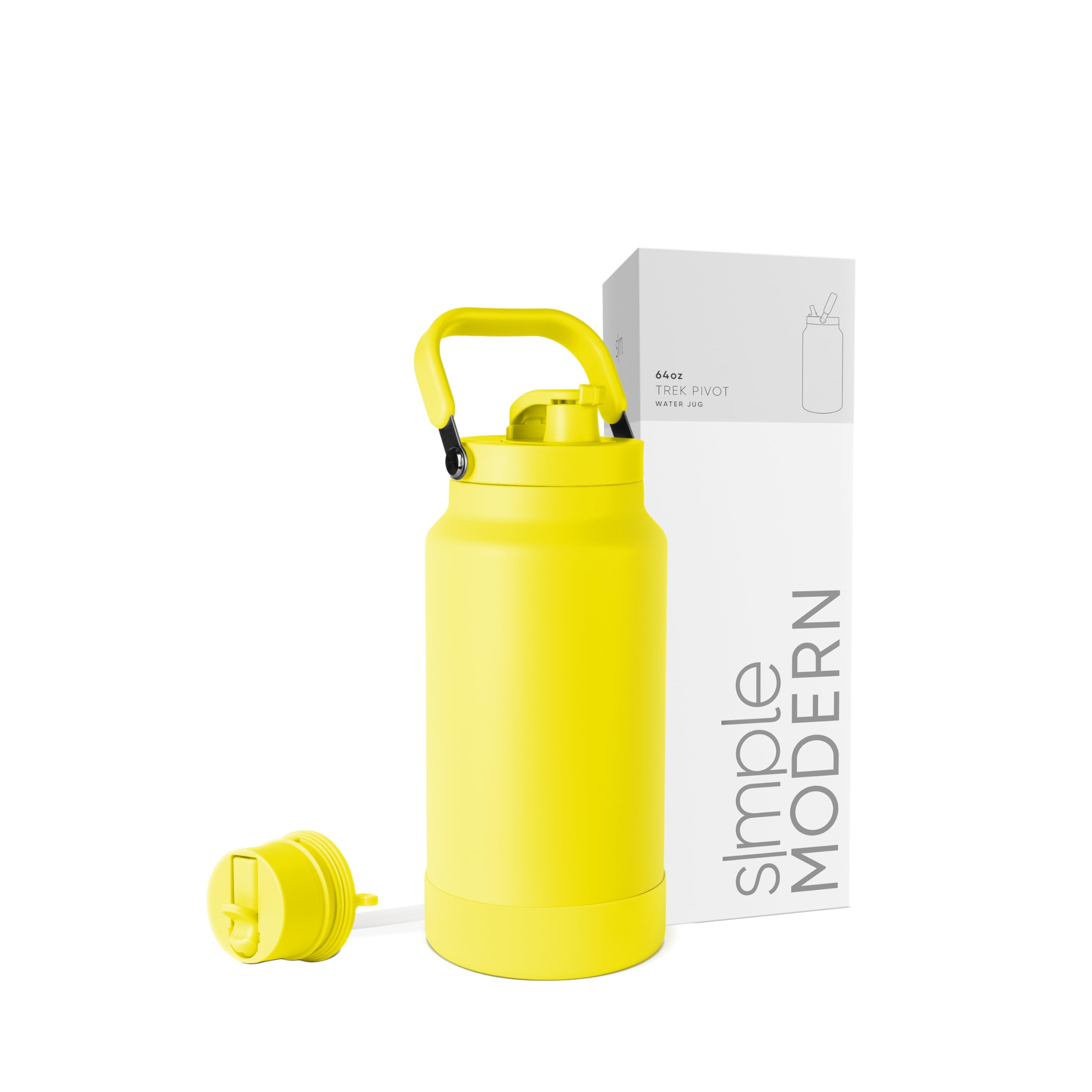 Simple Modern Trek Pivot | Half Gallon Water Bottle Jug with Handle & Boot | Interchangeable Straw & Chug Lids | Large Insulated Stainless Steel | Sports Camping Outdoors | 64oz, Almond Birch