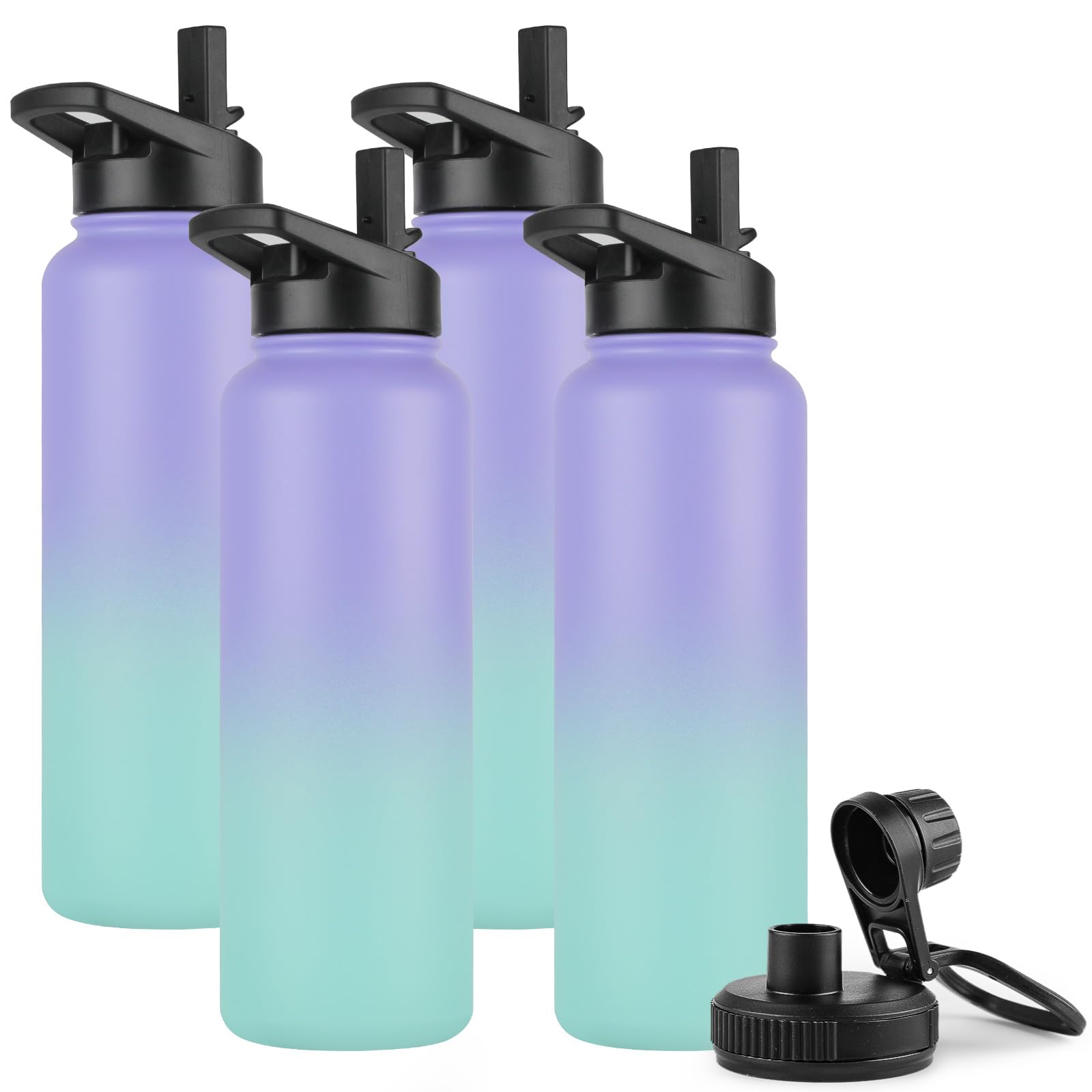 DOMICARE Insulated Water Bottle, 22 oz Vacuum Insulated Stainless Steel Reusable Sports Bottle with Straw Lid & Spout Lid for Travel, Camping, Bike, Leakproof, White, 8 Pack