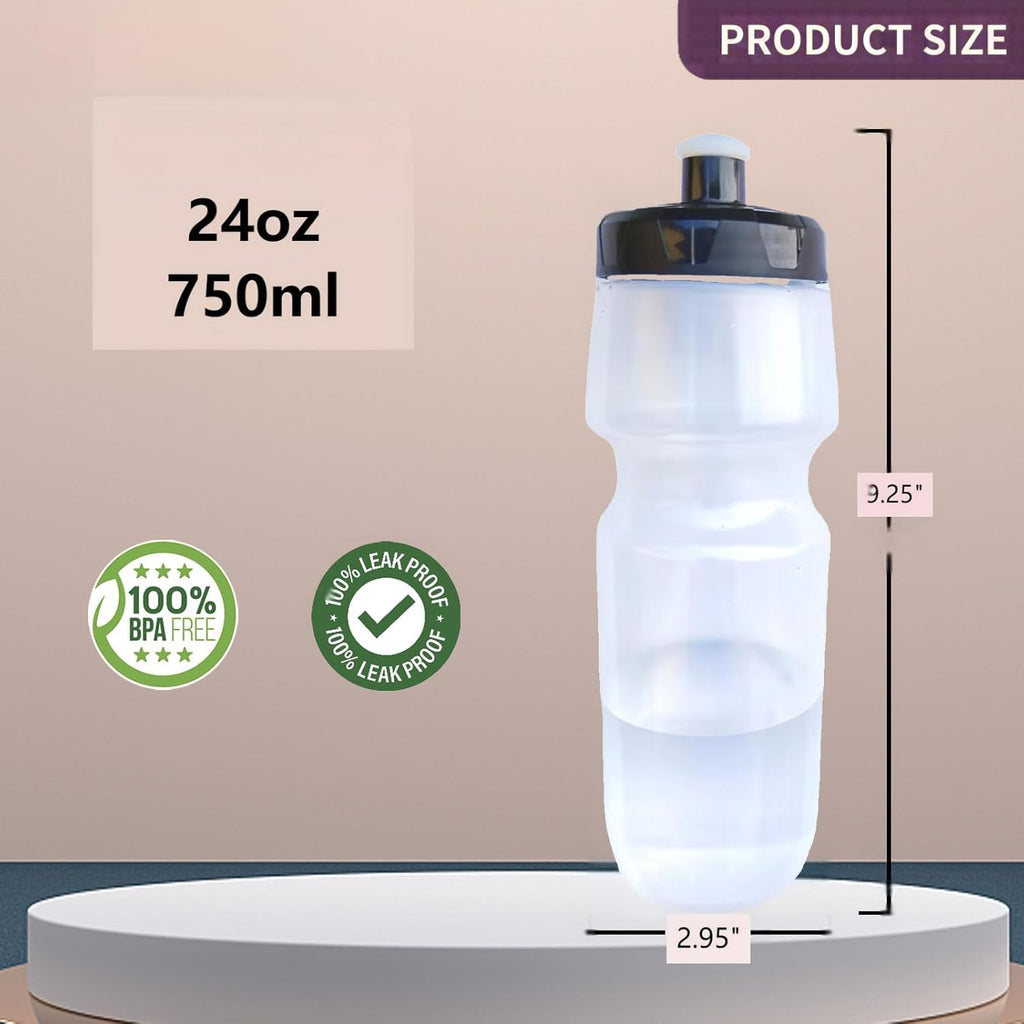 Bike Water Bottle Sports Squeeze Bottle, 24oz Bicycle Water Bottles with a Leak-proof Cap, BPA Free, Suitable for Gym Cycling Hiking Outdoor Sports.(clear