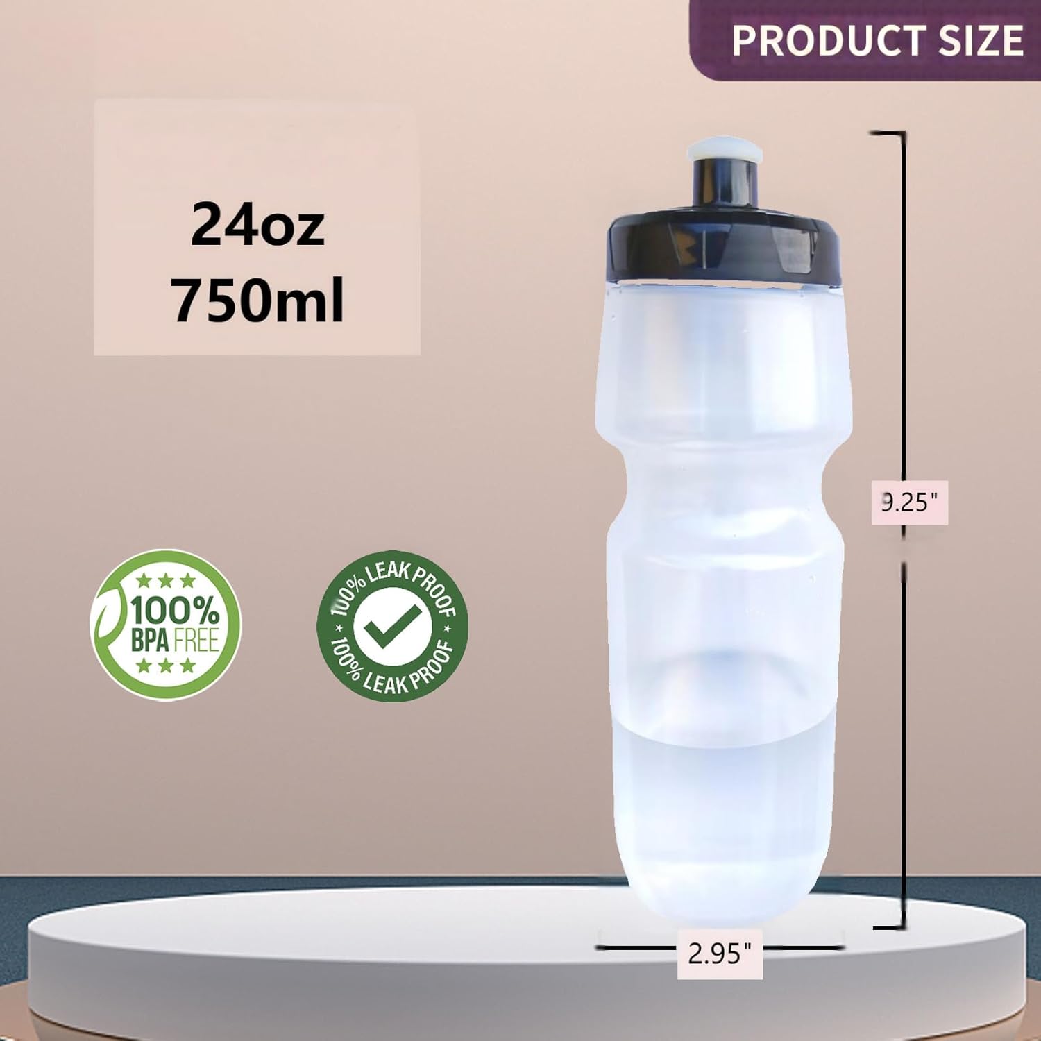 Bike Water Bottle Sports Squeeze Bottle, 24oz Bicycle Water Bottles with a Leak-proof Cap, BPA Free, Suitable for Gym Cycling Hiking Outdoor Sports.(clear