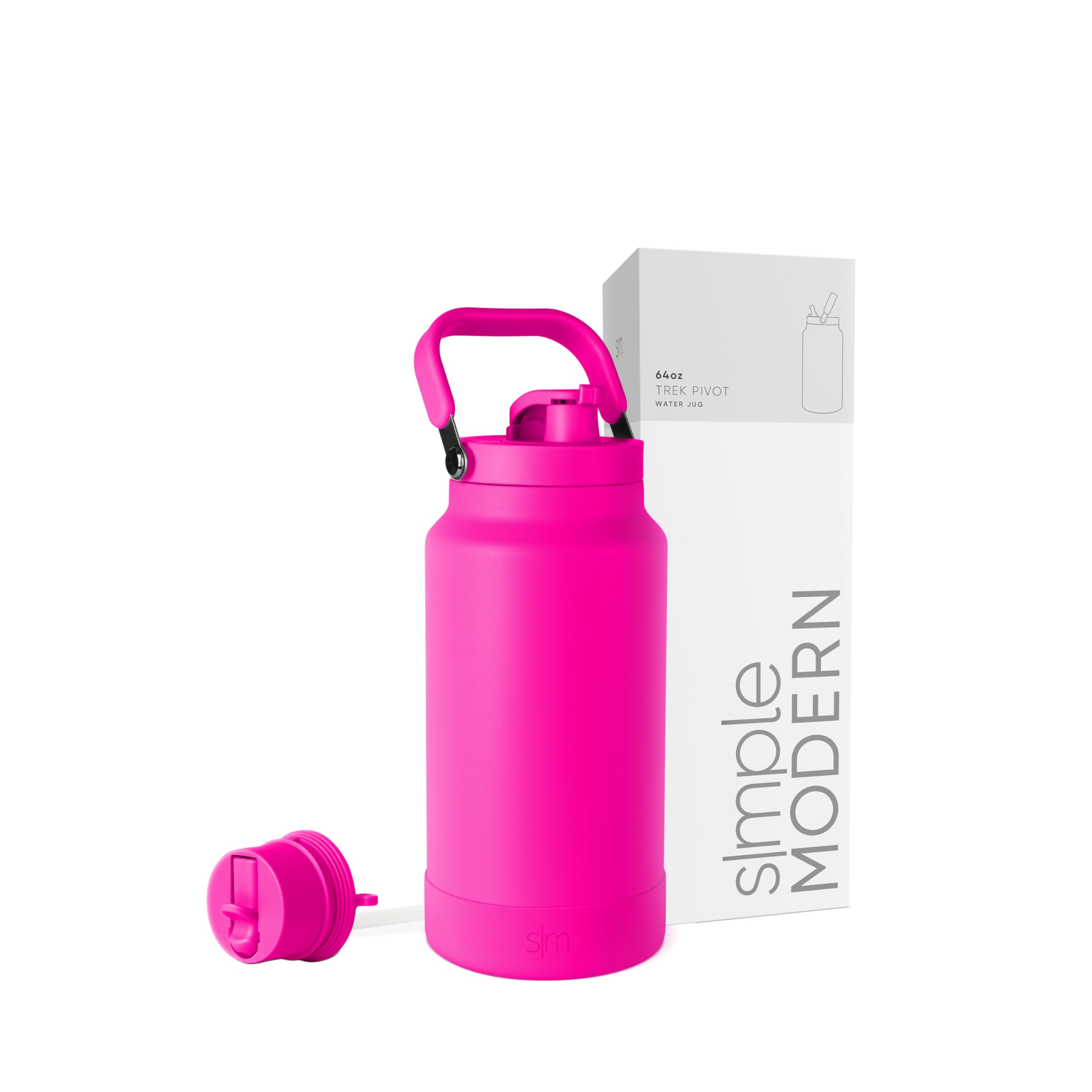 Simple Modern Trek Pivot | Half Gallon Water Bottle Jug with Handle & Boot | Interchangeable Straw & Chug Lids | Large Insulated Stainless Steel | Sports Camping Outdoors | 64oz, Almond Birch