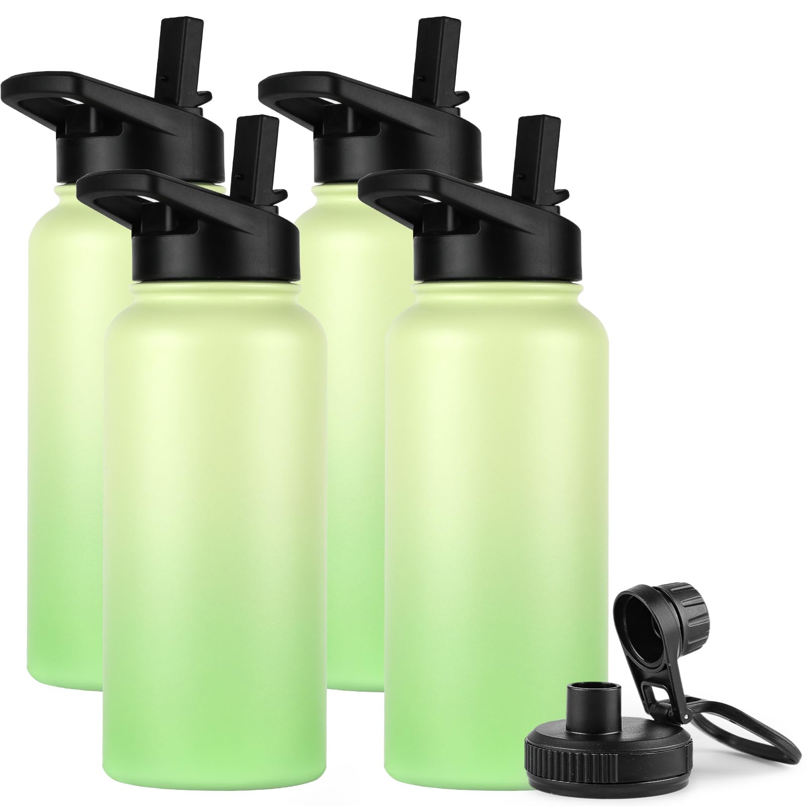 DOMICARE Insulated Water Bottle, 22 oz Vacuum Insulated Stainless Steel Reusable Sports Bottle with Straw Lid & Spout Lid for Travel, Camping, Bike, Leakproof, White, 8 Pack