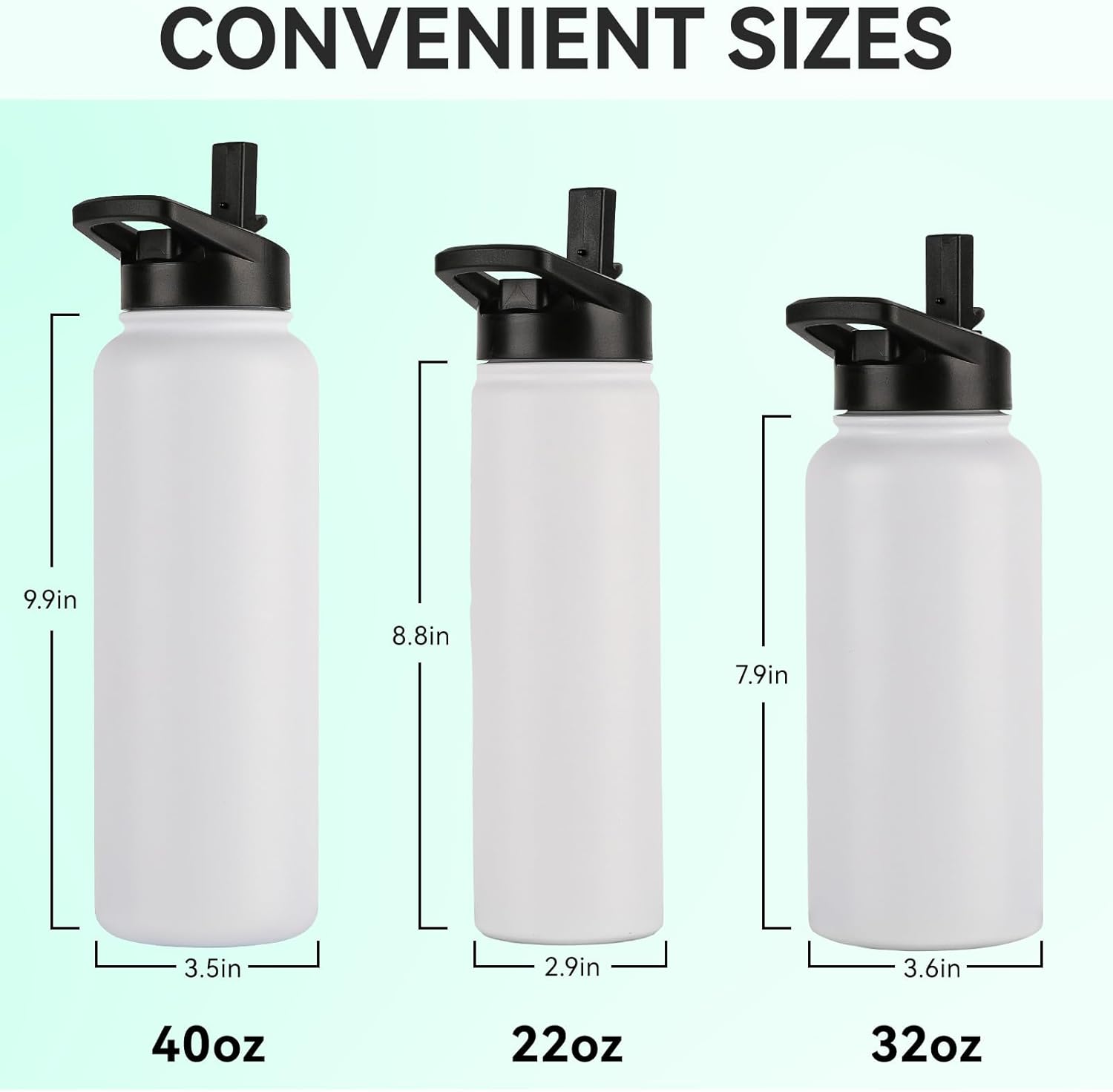 DOMICARE Insulated Water Bottle, 22 oz Vacuum Insulated Stainless Steel Reusable Sports Bottle with Straw Lid & Spout Lid for Travel, Camping, Bike, Leakproof, White, 8 Pack