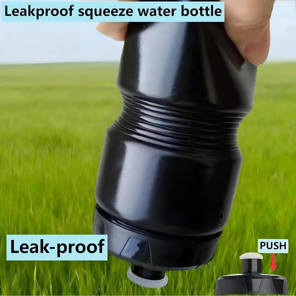 Squeeze Water Bottle Sports 24oz, BPA-Free Bicycle Water Bottle, Fit Bike Cage, Gym Cycling Hiking. (Black)