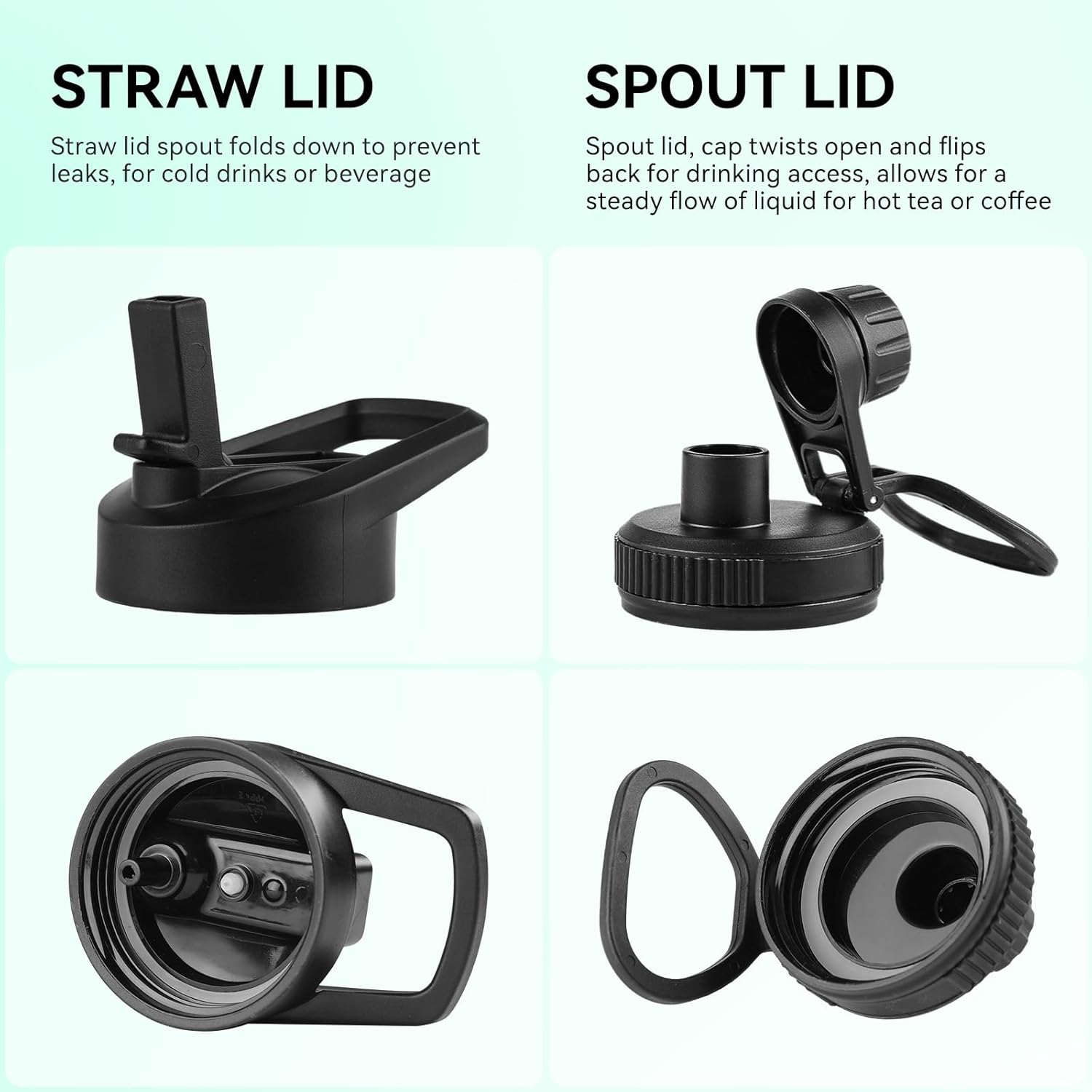 DOMICARE Insulated Water Bottle, 22 oz Vacuum Insulated Stainless Steel Reusable Sports Bottle with Straw Lid & Spout Lid for Travel, Camping, Bike, Leakproof, White, 8 Pack