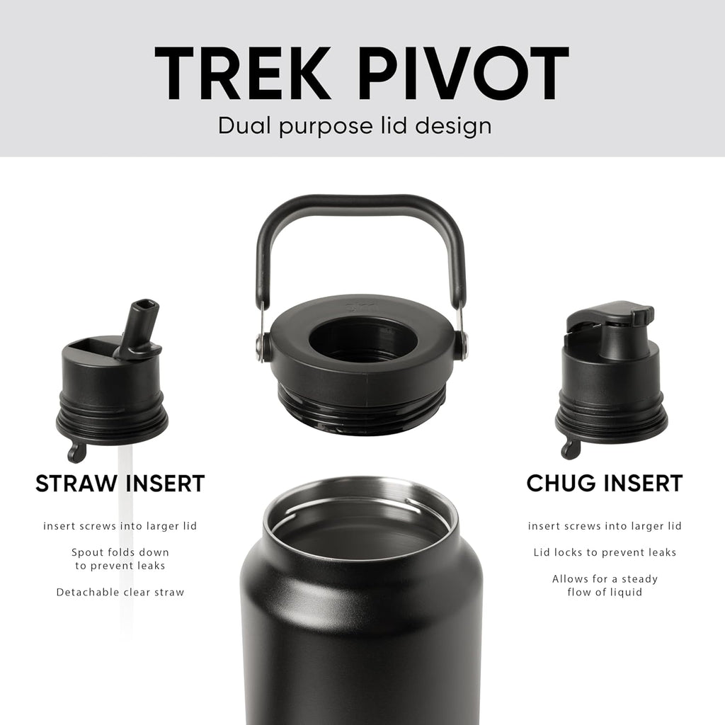 Simple Modern Trek Pivot | Half Gallon Water Bottle Jug with Handle & Boot | Interchangeable Straw & Chug Lids | Large Insulated Stainless Steel | Sports Camping Outdoors | 64oz, Almond Birch