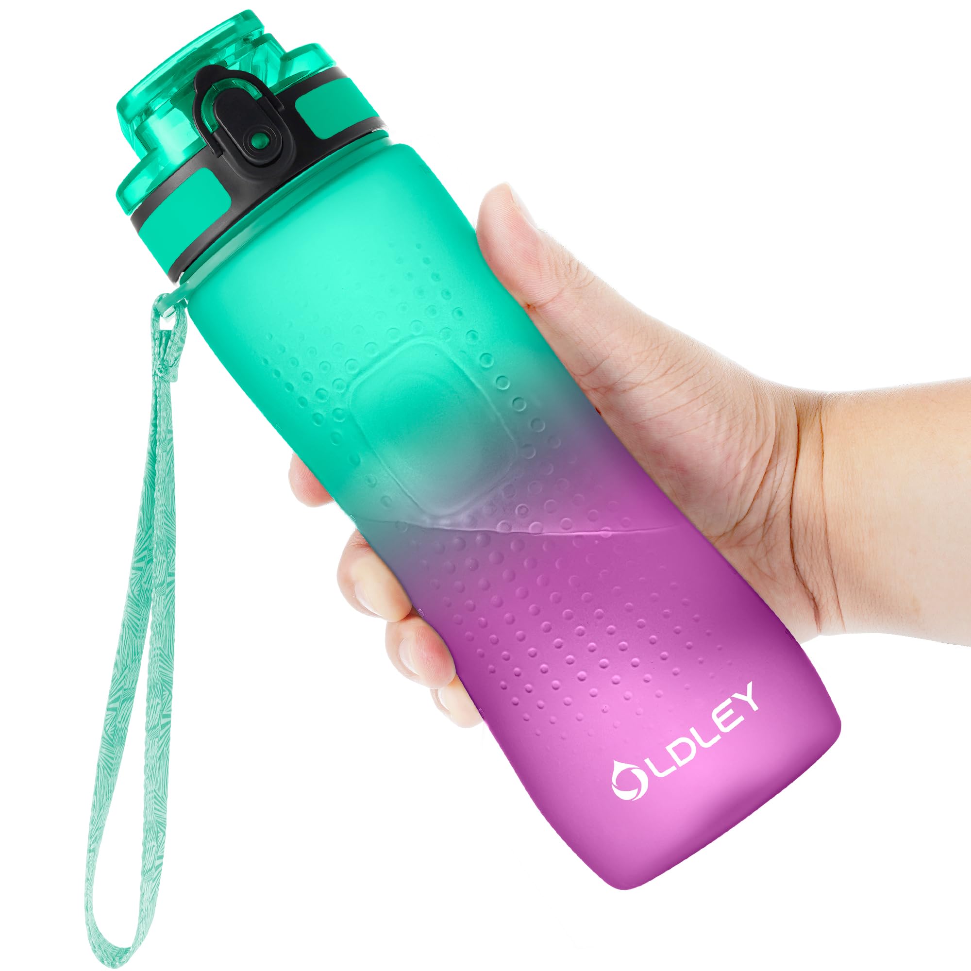 OLDLEY 32 oz Water Bottle, Motivational Water Bottle with Time Marker, Sports Water Bottle With Strap, Leakproof & BPA Free Large Water Bottles for School, Gym, Travel, Outdoor, Tritan, Transparent