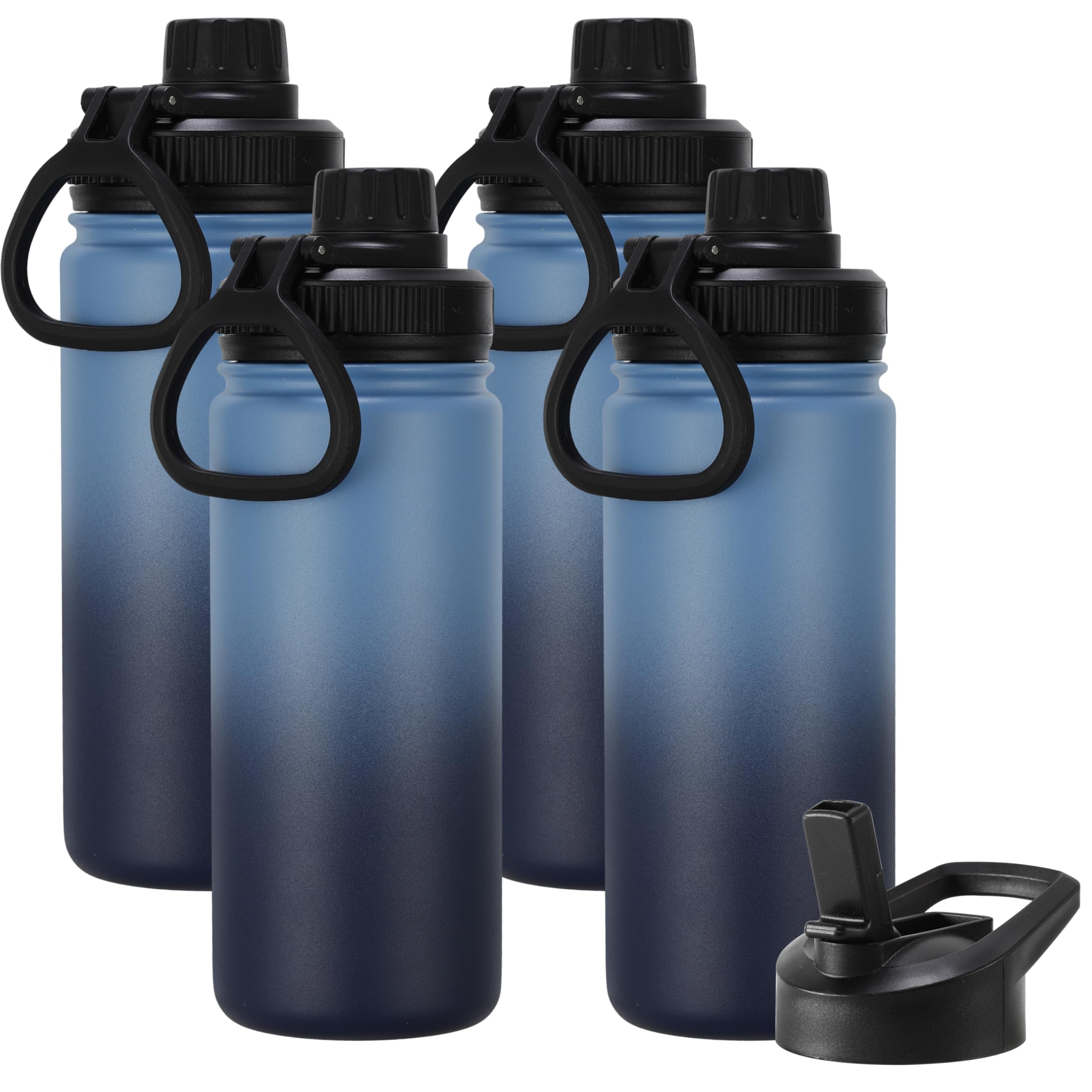 DOMICARE Insulated Water Bottle, 22 oz Vacuum Insulated Stainless Steel Reusable Sports Bottle with Straw Lid & Spout Lid for Travel, Camping, Bike, Leakproof, White, 8 Pack