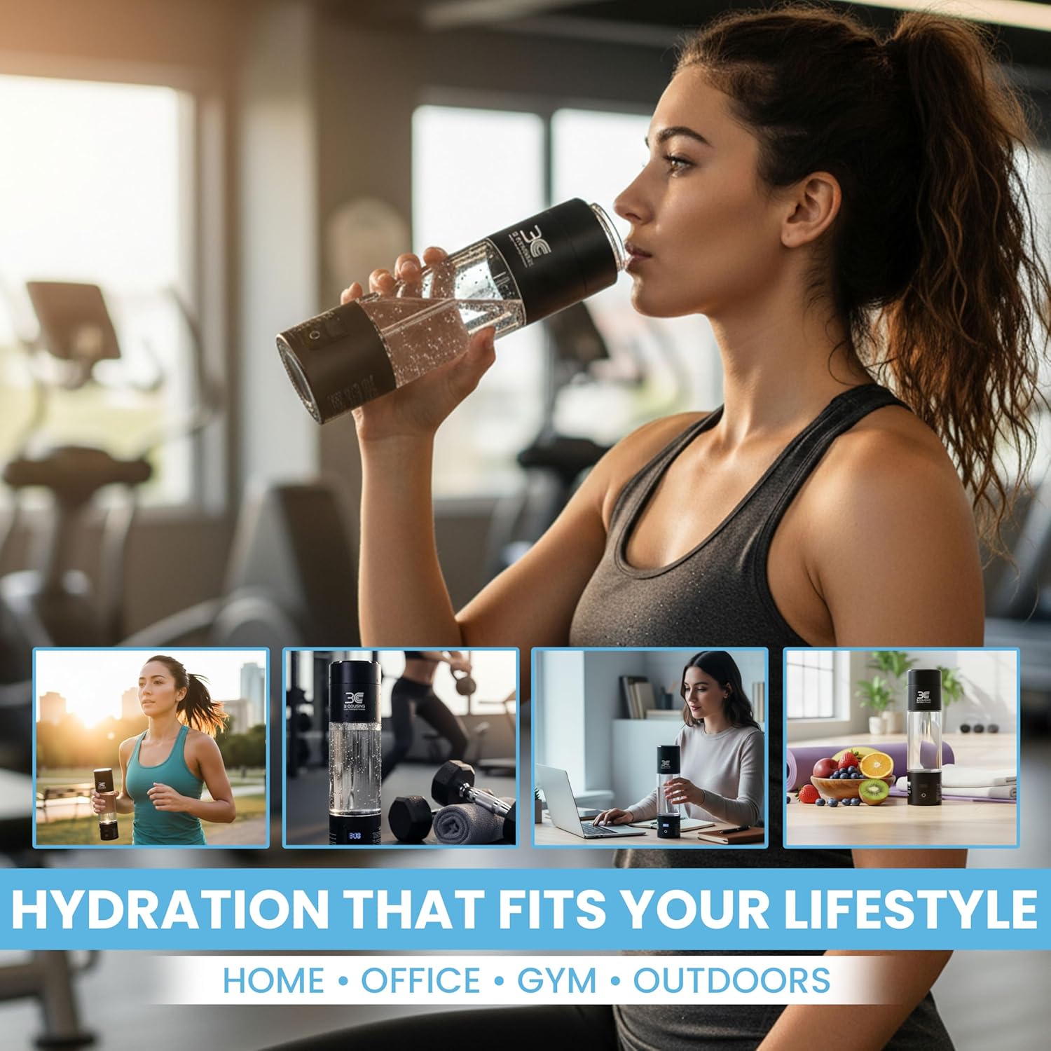 3C Hydrogen Water Bottle – Boost Energy, Detox & Speeds Recovery – Certified H₂ Generator (Up to 6400+ PPB) – Japanese SPE/PEM Tech – 5 & 10 Min Dual Modes with LED Display, USB-C Rechargeable, 9.1 OZ